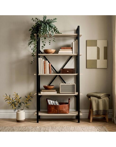 Librería Siena travertino/negro - 90x180x34 cm