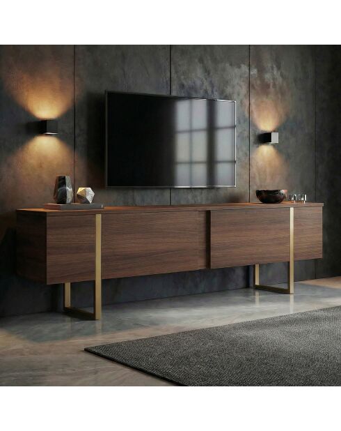 Porta TV Onera Milano noce/oro - 180x50x30 cm