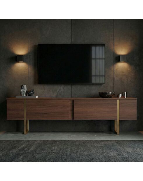 Porta TV Onera Milano noce/oro - 180x50x30 cm