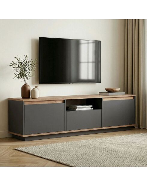 Tv-meubel Sentinel, antraciet/Atlantic Pine, 160x42x30 cm