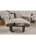 Ovalis Couchtisch aus schwarzem Holz - 130x40x65 cm