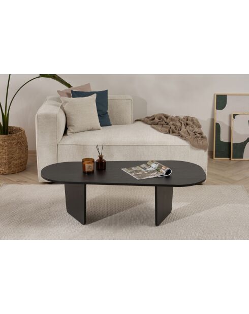 Ovalis Couchtisch aus schwarzem Holz - 130x40x65 cm