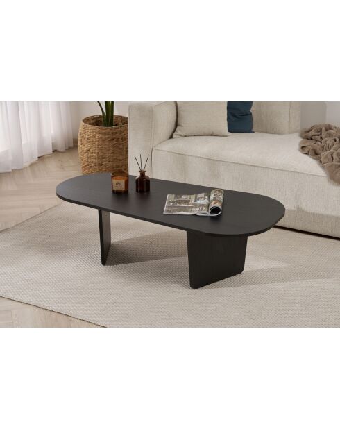 Ovalis Couchtisch aus schwarzem Holz - 130x40x65 cm