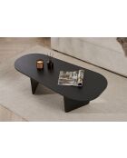 Ovalis Couchtisch aus schwarzem Holz - 130x40x65 cm