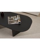 Ovalis Couchtisch aus schwarzem Holz - 130x40x65 cm