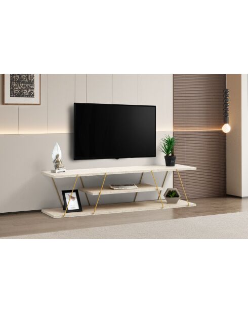 Porta TV Canaz in travertino/oro - 120x33x30 cm