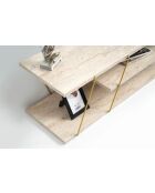 Porta TV Canaz in travertino/oro - 120x33x30 cm