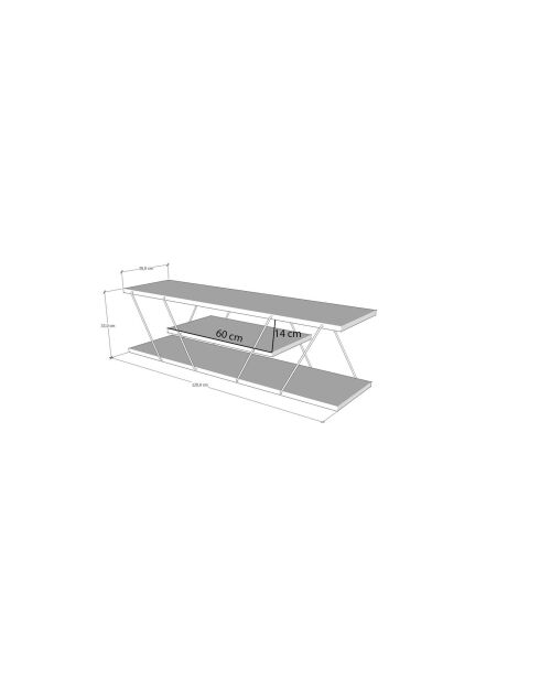 Porta TV Canaz in travertino/oro - 120x33x30 cm
