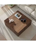 Prizma Venezia Couchtisch aus Nussbaumholz - 90x35x90 cm