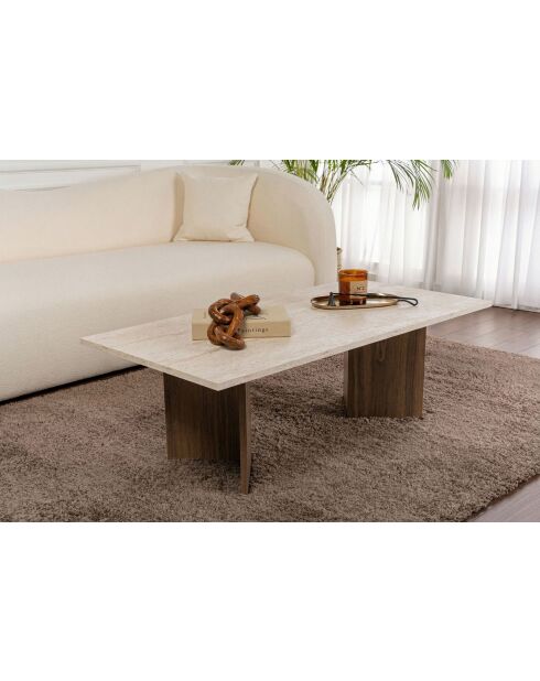 Sabin salontafel travertijn/walnoot Venezia - 119x40x60 cm
