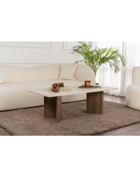 Sabin salontafel travertijn/walnoot Venezia - 119x40x60 cm
