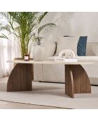 Salontafel Melina in travertijn/walnoot Venezia - 120x40x60 cm