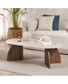 Salontafel Melina in travertijn/walnoot Venezia - 120x40x60 cm