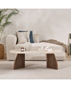 Salontafel Melina in travertijn/walnoot Venezia - 120x40x60 cm