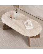 Salontafel Melina in travertijn/walnoot Venezia - 120x40x60 cm