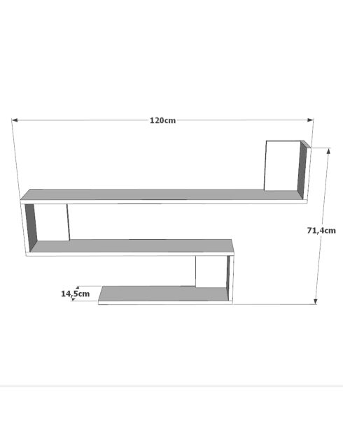 Mensola da parete bianca Wl10-W - 120x71,4x14,5 cm