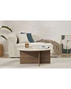 Salontafel Venezia met travertijn/walnoot Soleil - 90x40x90 cm
