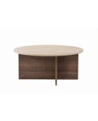 Salontafel Venezia met travertijn/walnoot Soleil - 90x40x90 cm