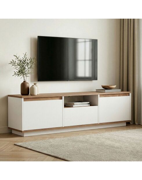 Sentinel TV-Ständer aus Atlantikkiefer/Weiß, 160x42x30 cm