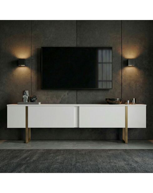 Soporte TV Onera blanco/dorado - 180x50x30 cm