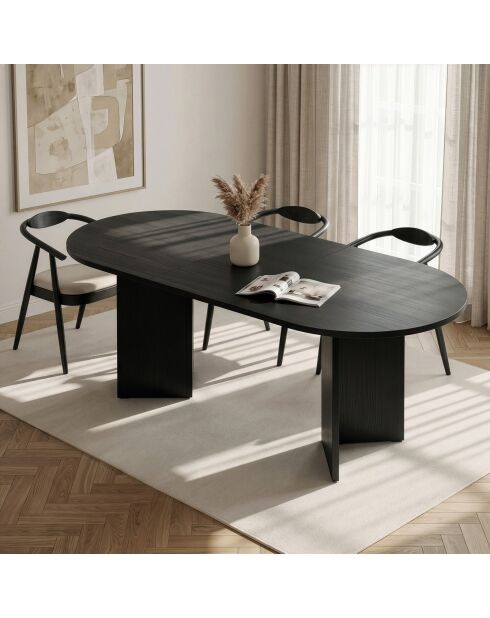 Sorell ausziehbarer Esstisch aus schwarzem Holz - 160x75x90 cm