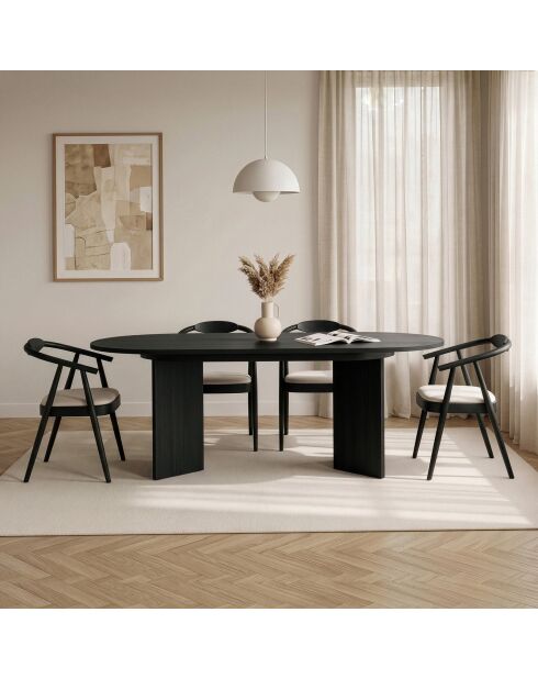Sorell ausziehbarer Esstisch aus schwarzem Holz - 160x75x90 cm