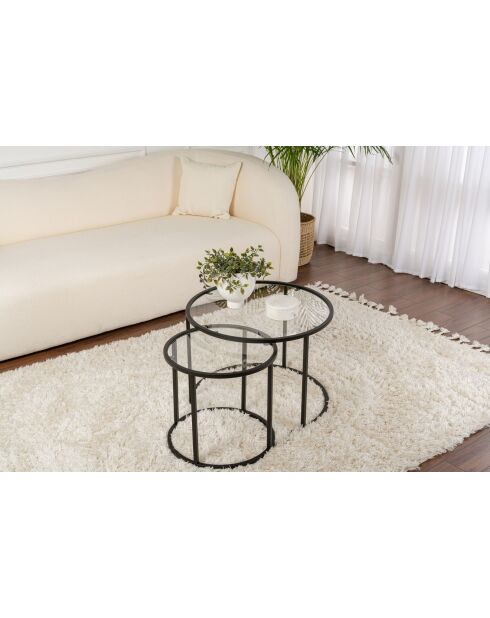 Ensemble de tables basses Aurum 60x42 noir/transparent