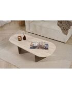 Salontafel Venezia in travertijn/walnoot Ovalis - 130x40x65 cm