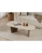 Salontafel Venezia in travertijn/walnoot Ovalis - 130x40x65 cm