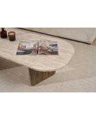 Salontafel Venezia in travertijn/walnoot Ovalis - 130x40x65 cm