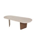 Salontafel Venezia in travertijn/walnoot Ovalis - 130x40x65 cm