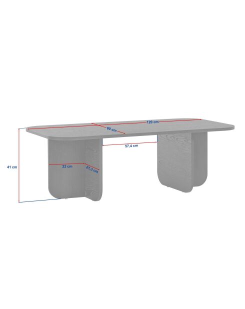 Akira Couchtisch aus schwarzem Holz - 120x41x60 cm