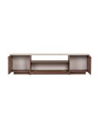 Alvar Milano Fernsehtisch aus Travertin/Nussbaum - 180x46x35 cm