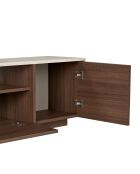 Alvar Milano Fernsehtisch aus Travertin/Nussbaum - 180x46x35 cm