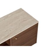 Alvar Milano Fernsehtisch aus Travertin/Nussbaum - 180x46x35 cm