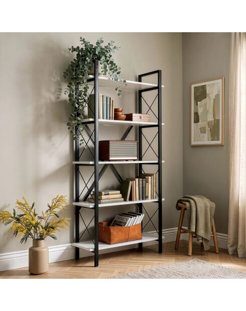 Librería Siena blanco/negro - 90x180x34 cm