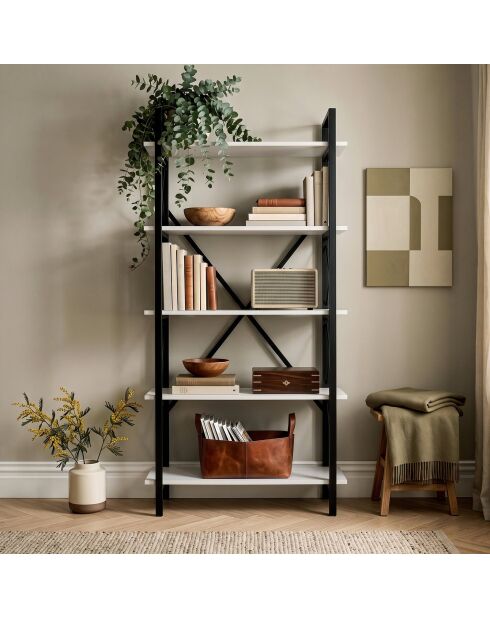 Librería Siena blanco/negro - 90x180x34 cm