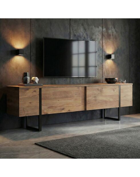 Onera Fernsehtisch aus Atlantikkiefer/Schwarz - 180x50x30 cm