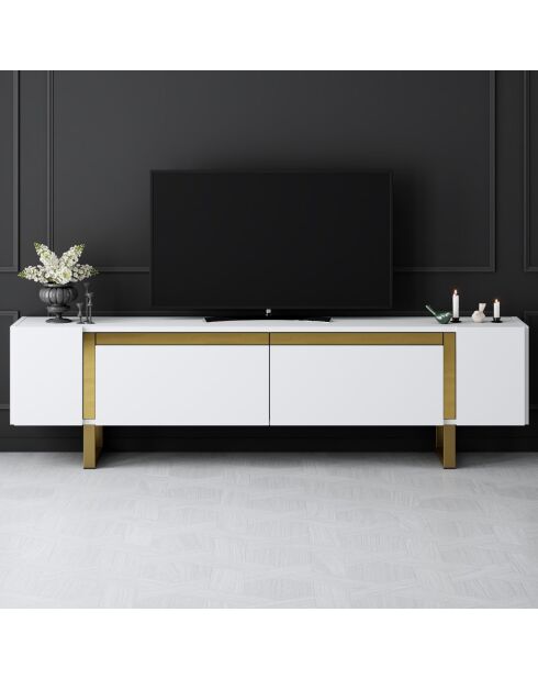 Porta TV Yildiz bianco/oro - 180x50x30 cm