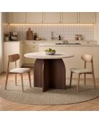Mesa de comedor Bloom de travertin/nogal Milano - 110x75x110 cm