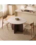 Mesa de comedor Bloom de travertin/nogal Milano - 110x75x110 cm