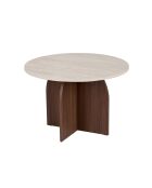 Mesa de comedor Bloom de travertin/nogal Milano - 110x75x110 cm