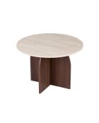 Mesa de comedor Bloom de travertin/nogal Milano - 110x75x110 cm