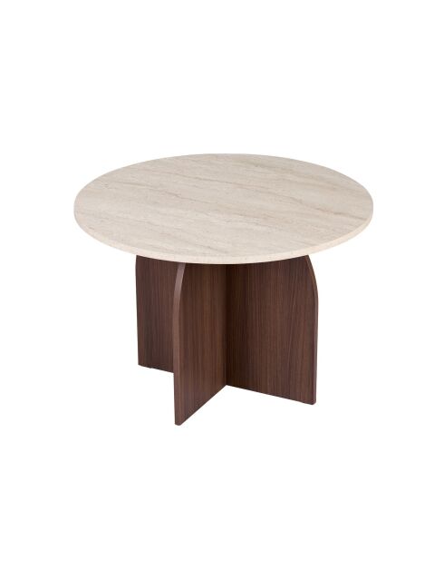 Mesa de comedor Bloom de travertin/nogal Milano - 110x75x110 cm