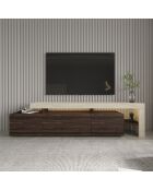 Beliz Fernsehtisch aus Travertin/Nussbaum, 192 x 53 x 37 cm