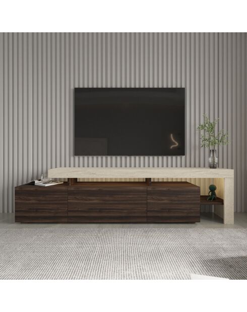 Beliz Fernsehtisch aus Travertin/Nussbaum, 192 x 53 x 37 cm
