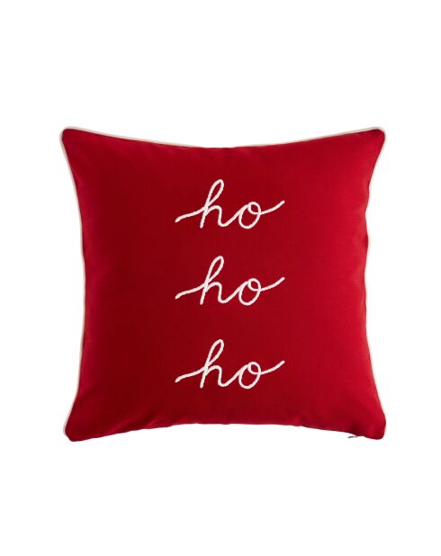 Ho Ho Ho katoenen sierkussen cherry - 45x45 cm