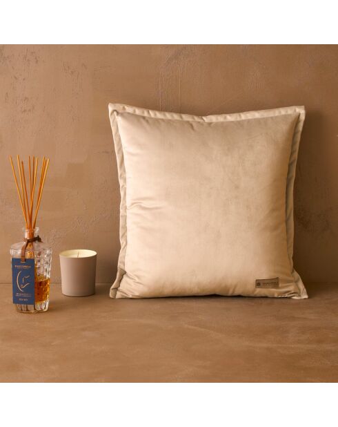Coussin décoratif en velours Gemma beige - 45x45 cm