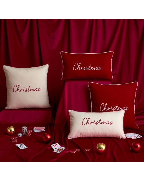 Decoratief kerstkussen van kersenrood katoen - 45x45 cm