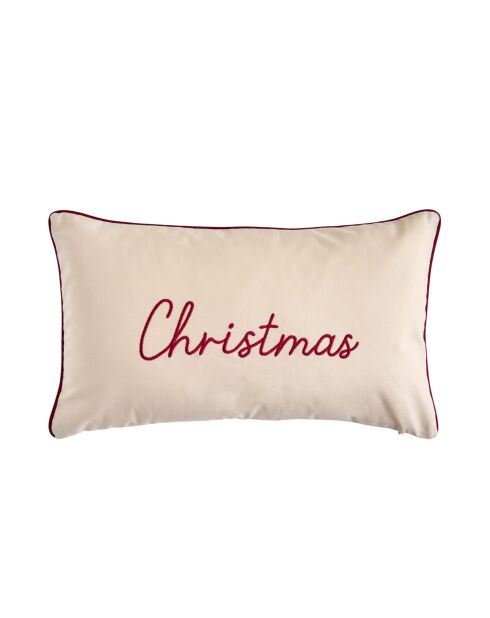 Ivoorkleurig sierkussen van kerstkatoen - 50x30x cm